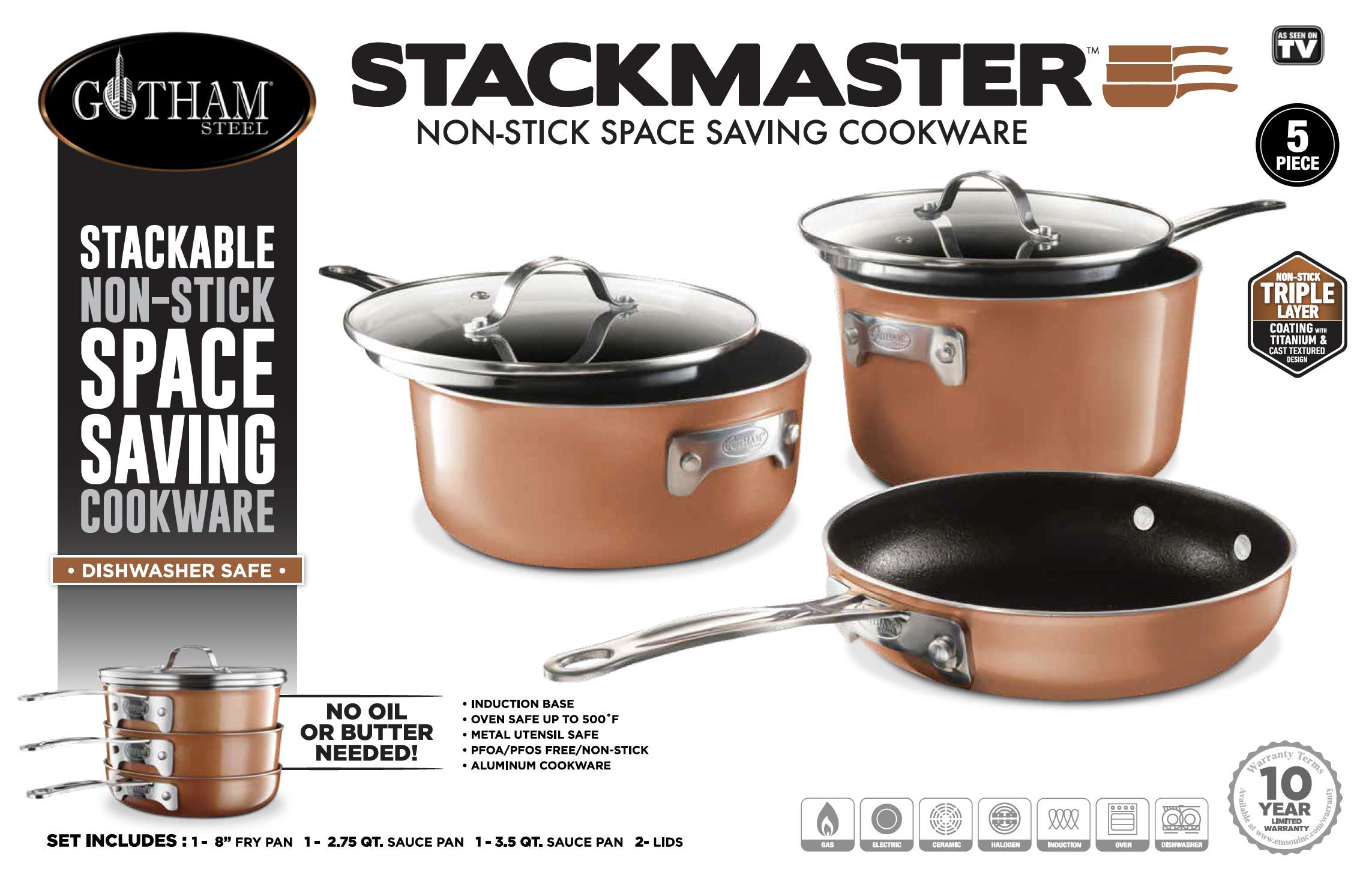 【新品未使用】ゴッサムスチール Stackmaster 調理器具 3点セット Amazon.co.jp: Gotham Steel 積み重ね可能なスタックマスター調理器具7